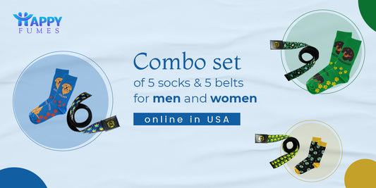 Combo set of 5 socks & 5 belts for men and women online in USA