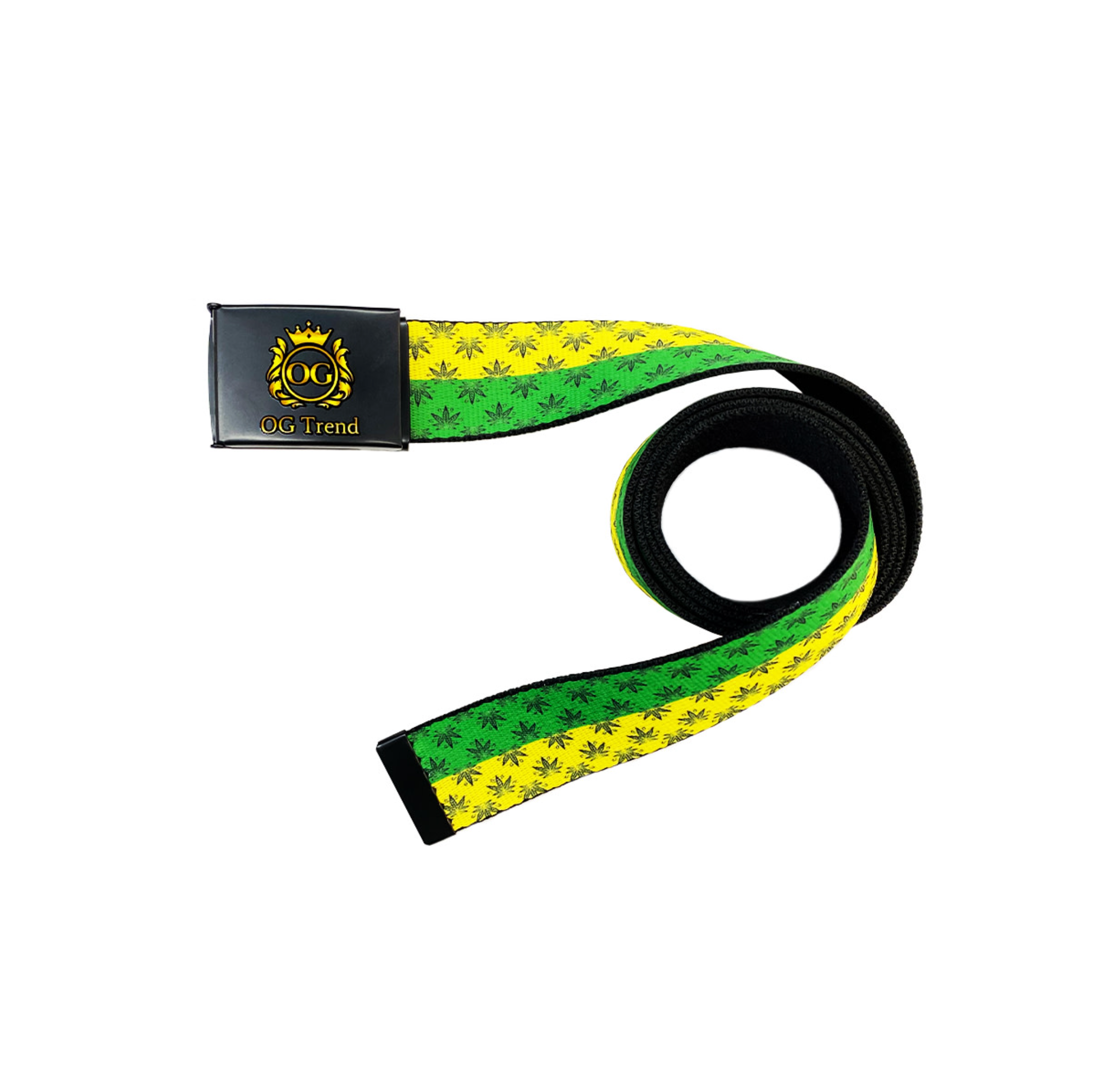Unisex Belt One Size All - Green/Yellow Cannabis Leaf Prints