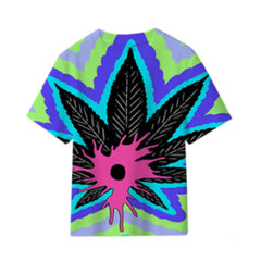 Trippy Weed Leaf Polyester Short Sleeve T-Shirt Pack of 6 Units  1-S, 1-M, 1-L, 1-XL, 1-XXL, 1-XXXL