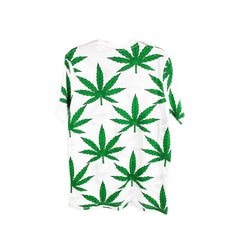 White Green Cannabis Leaf 100% Cotton T-Shirt